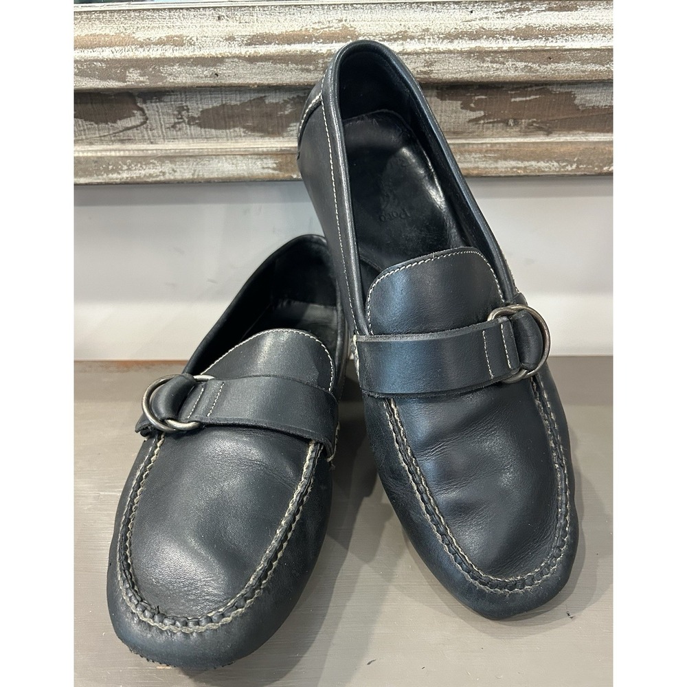 Polo Ralph Lauren Black Leather Driving Loafers Men's US Size 7.5D - Picture 1 of 8